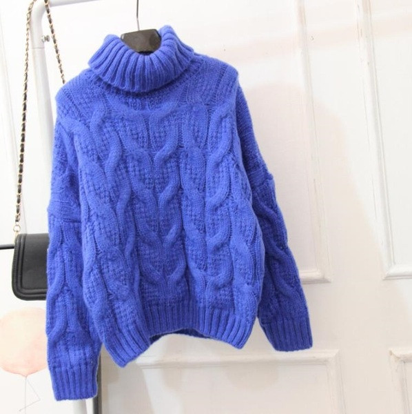 Női vastag pulóver magas gallérral több színben