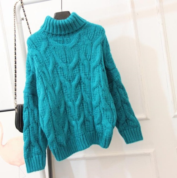 Női vastag pulóver magas gallérral több színben
