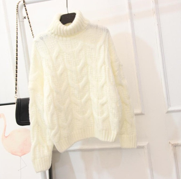 Női vastag pulóver magas gallérral több színben