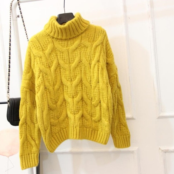 Női vastag pulóver magas gallérral több színben