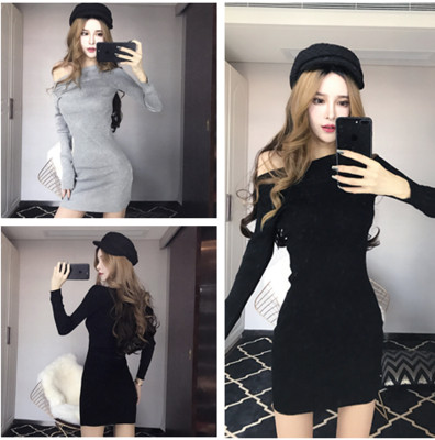 Stílusos női ruha szürke és fekete színben