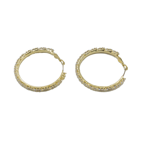 Modern női kerek fülbevaló kövekkel, két színben