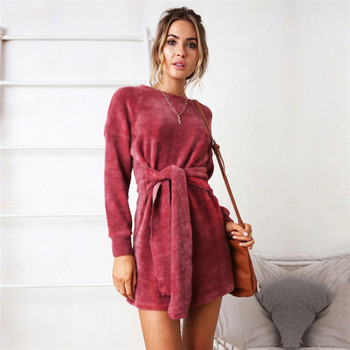 ΝΕΟ Κομψό γυναικείο βελούδινο φόρεμα σε δύο χρώματα