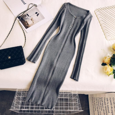 Μοντέρνο γυναικείο φόρεμα με μακριά μανίκια και φερμουάρ σε διάφορα χρώματα