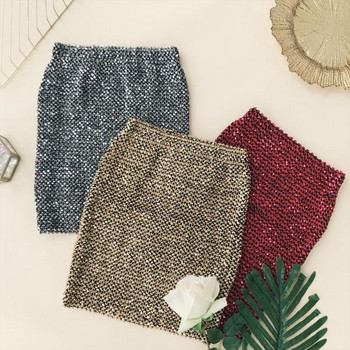 Μοντέρνα γυναικεία  φούστα με πούλιες και ψηλή μέση σε τέσσερα χρώματα