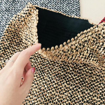 Μοντέρνα γυναικεία  φούστα με πούλιες και ψηλή μέση σε τέσσερα χρώματα