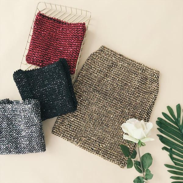 Μοντέρνα γυναικεία  φούστα με πούλιες και ψηλή μέση σε τέσσερα χρώματα