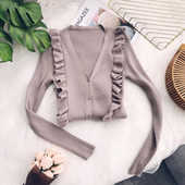 Vesta de dama cu decolteu in V si volane in patru culori