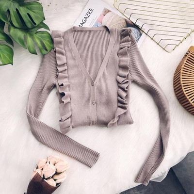 Vesta de dama cu decolteu in V si volane in patru culori