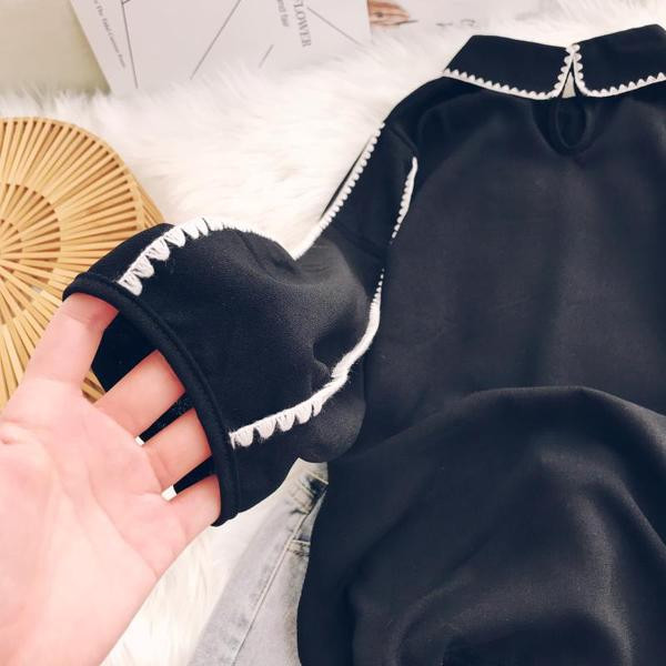 Дамска стилна риза с дълъг ръкав в черен цвят