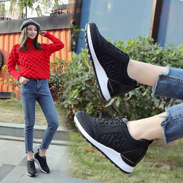 Μοντέρνα γυναικεία παπούτσια με παχιά σόλα σε δύο χρώματα