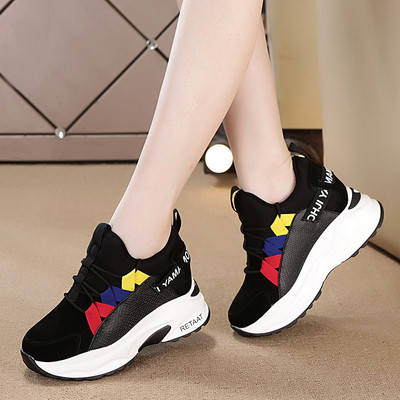 Καθημερινά αθλητικά γυναικεία χρωματιστά πάνινα παπούτσια με ψηλή σόλα