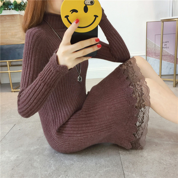 Modern női ruha csipkével több színben