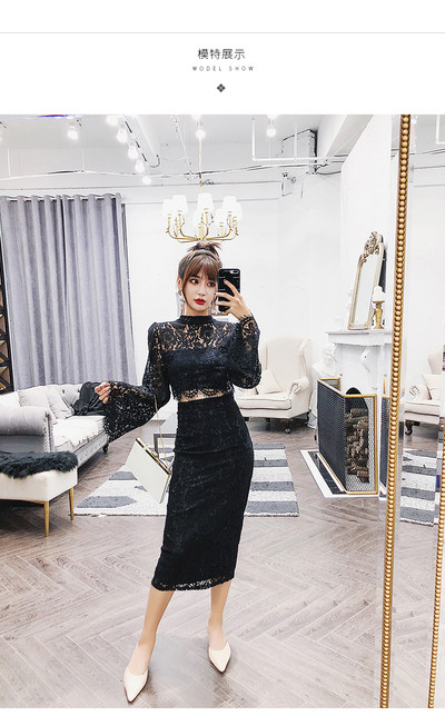 Stílusos női szett fekete csipkével