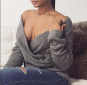 Női pulóver V-nyakkal, három színben