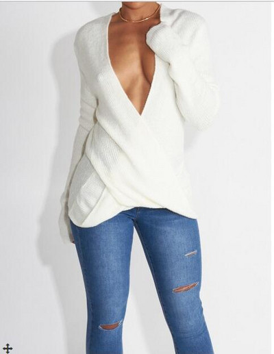 Női pulóver V-nyakkal, három színben