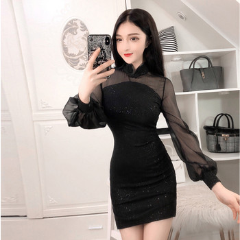 Κομψό γυναικείο φόρεμα σε μαύρο χρώμα