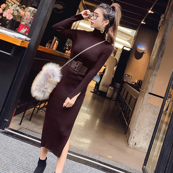 Μοντέρνο μακρύ γυναικείο φόρεμα σε δύο χρώματα