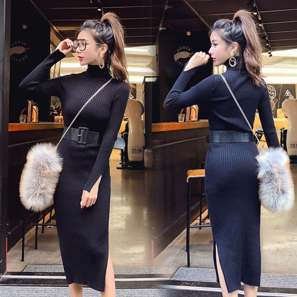 Μοντέρνο μακρύ γυναικείο φόρεμα σε δύο χρώματα