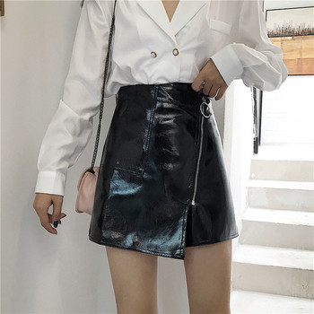 Aktuális női rövid szoknya eko bőrből fekete és piros színben