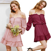 Stílusos női ruha ejtett ujjakkal, négy színben