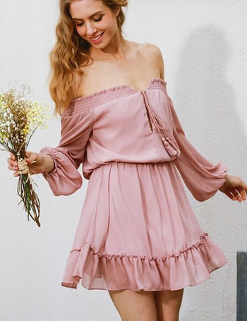 Stílusos női ruha ejtett ujjakkal, négy színben