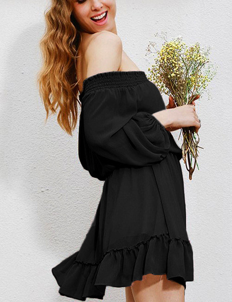 Stílusos női ruha ejtett ujjakkal, négy színben