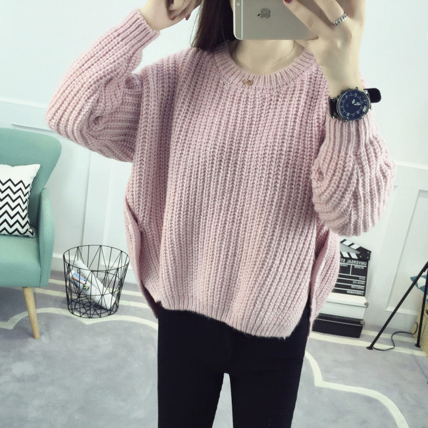 Modern női pulóver O-alakú gallérral és gombokkal, három színben