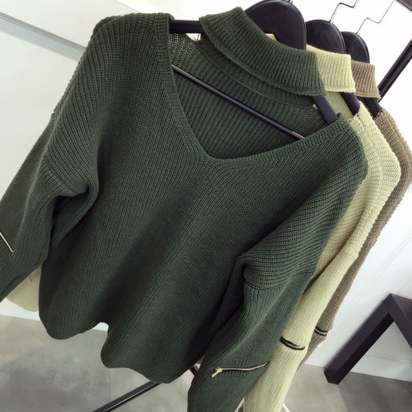 Aktuális női pulóver cipzár elemmel három színben