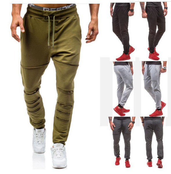 Ανδρικά αθλητικά παντελόνια σε διάφορα χρώματα με ελαστική μέση και κορδόνια