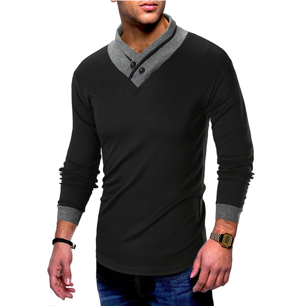 Karcsú férfi pulóver V-nyakkal, fekete és szürke színben