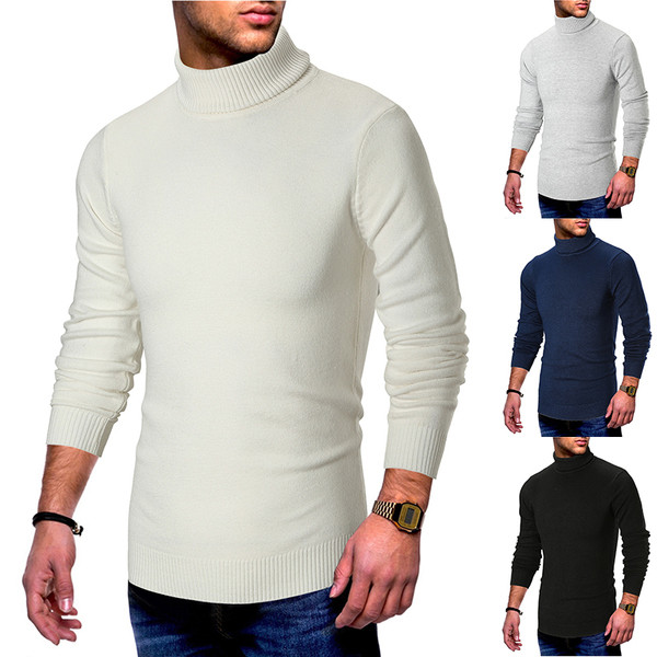 Stílusos férfi pulóver Karcsú modell magas gallérral több színben