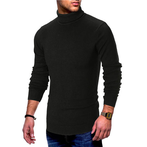 Stílusos férfi pulóver Karcsú modell magas gallérral több színben