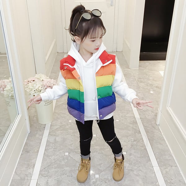 Παιδικό μοντέρνο  γιλέκο με κουκούλα για κορίτσια