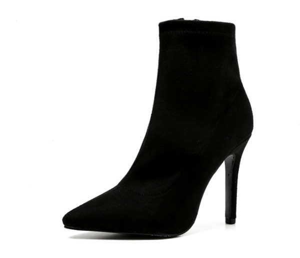 Elegáns női öko velúr csizma fekete és bézs színben