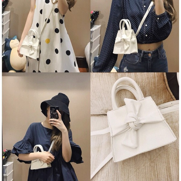 Γυναικεία μικρή  τσάντα με κορδέλα σε δύο χρώματα