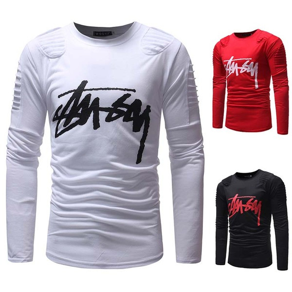 Feliratos, oldalsó cipzáras férfi hétköznapi blúz, három színben