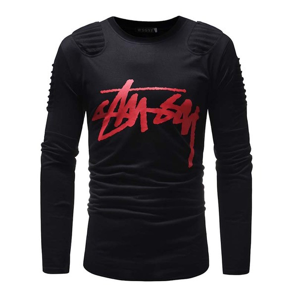 Feliratos, oldalsó cipzáras férfi hétköznapi blúz, három színben