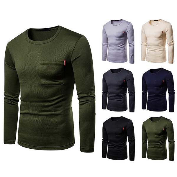 Egyszerű férfi blúz zsebbel több színben