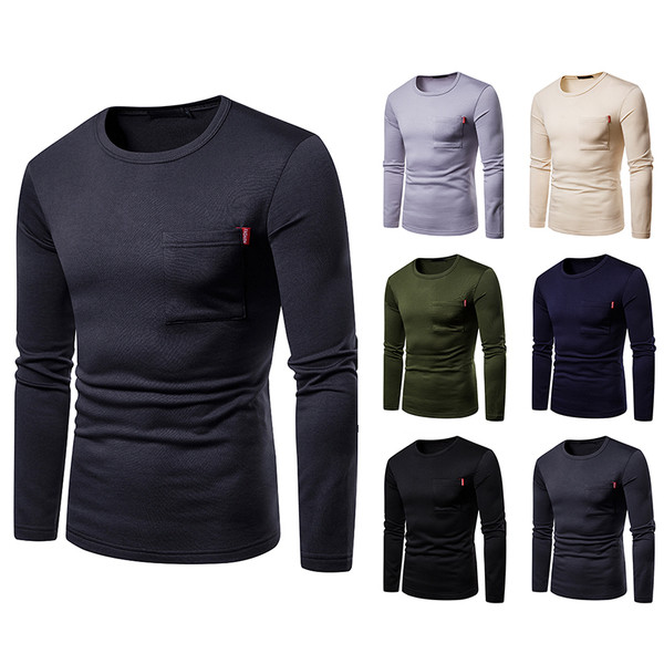 Egyszerű férfi blúz zsebbel több színben