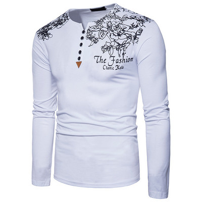 Καθημερινή ανδρική μπλούζα με floral μοτίβα και επιγραφή σε τέσσερα χρώματα