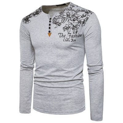 Καθημερινή ανδρική μπλούζα με floral μοτίβα και επιγραφή σε τέσσερα χρώματα