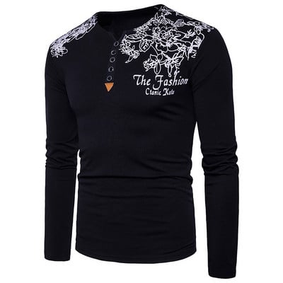 Καθημερινή ανδρική μπλούζα με floral μοτίβα και επιγραφή σε τέσσερα χρώματα