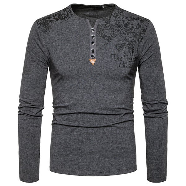 Καθημερινή ανδρική μπλούζα με floral μοτίβα και επιγραφή σε τέσσερα χρώματα