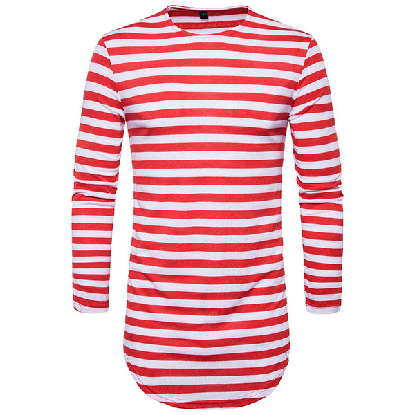 Ριγέ μακρύ ανδρική μπλουζάκι μακρύ μοτίβο σε διάφορα χρώματα