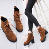 HIT μοντέρνες γυνικείες μπότες με χοντρό τακούνι σε τρία χρώματα