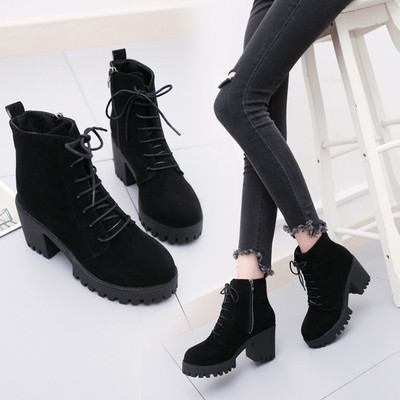 HIT μοντέρνες γυνικείες μπότες με χοντρό τακούνι σε τρία χρώματα