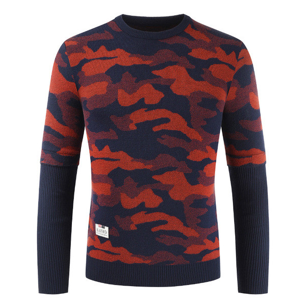 Μοντέρνο  ανδρικό πουλόβερ με καμουφλάζ στοιχεία  σε διάφορα χρώματα