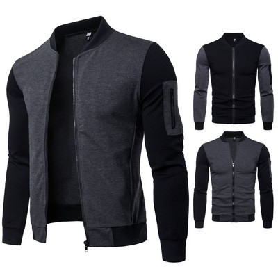 Autumn men`s jacket with O-shaped collar in two colors