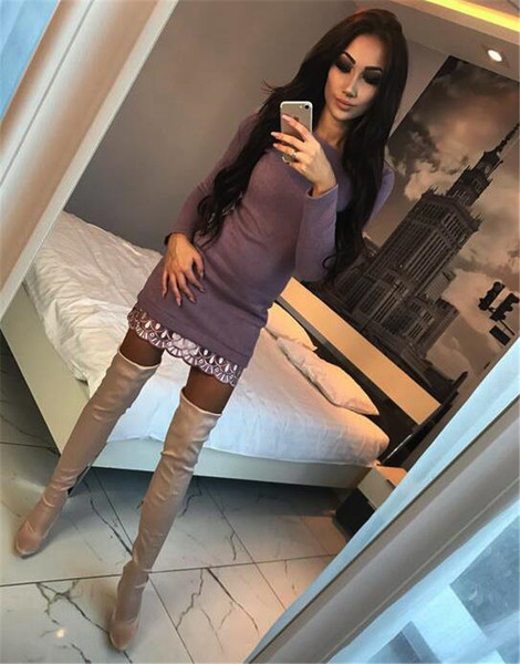 Modern női ruha, hosszú ujjú, csipke több színben